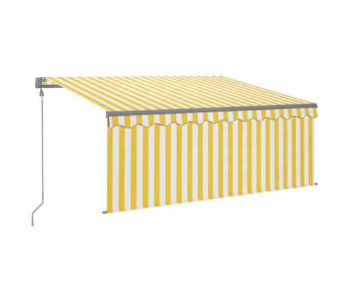 Toldo automático retráctil con persiana amarillo blanco 3x2,5m