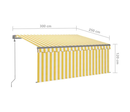 Toldo automático retráctil con persiana amarillo blanco 3x2,5m