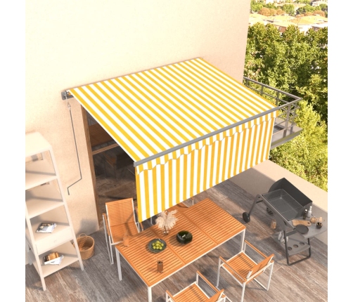 Toldo automático retráctil con persiana amarillo blanco 3x2,5m