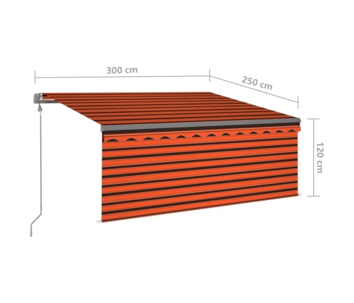 Toldo automático con persiana, LED y sensor de viento 3,5x2,5 m