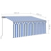 Toldo retráctil manual con persiana azul y blanco 3,5x2,5 m