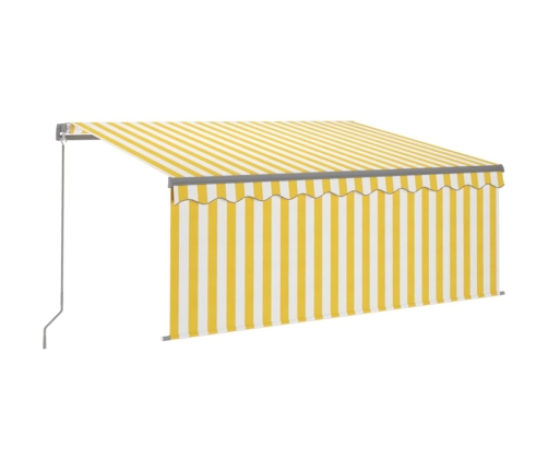 Toldo retráctil manual con persiana amarillo y blanco 3,5x2,5 m