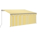 Toldo retráctil manual con persiana amarillo y blanco 3,5x2,5 m