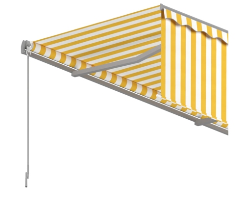 Toldo retráctil manual con persiana amarillo y blanco 3,5x2,5 m