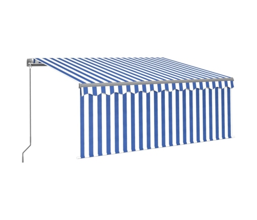 Toldo retráctil manual con persiana y LED azul y blanco 3x2,5 m