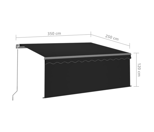 Toldo retráctil manual con persiana y LED antracita 3,5x2,5 m