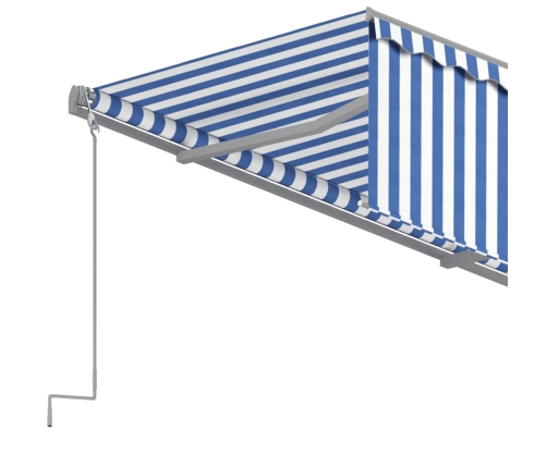 Toldo retráctil automático con persiana azul y blanco 3,5x2,5 m