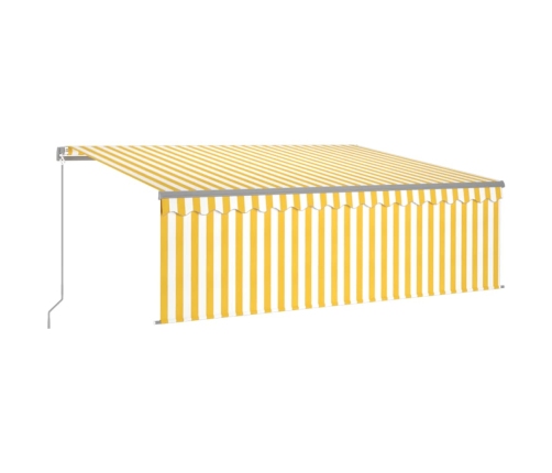 Toldo retráctil manual con persiana amarillo y blanco 4x3 m