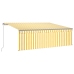 Toldo retráctil manual con persiana amarillo y blanco 4x3 m