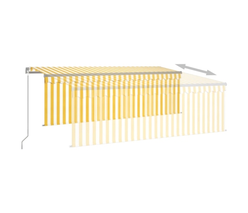 Toldo retráctil manual con persiana amarillo y blanco 4x3 m