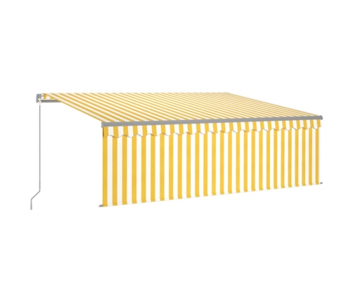 Toldo manual retráctil con persiana y LED amarillo blanco 4x3 m