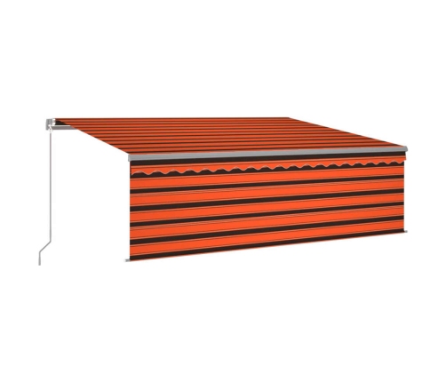 Toldo manual retráctil con persiana y LED naranja y marrón 4x3m