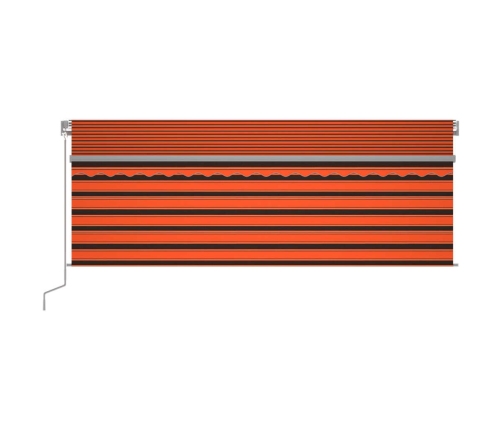 Toldo manual retráctil con persiana y LED naranja y marrón 4x3m