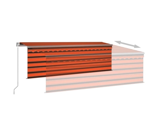 Toldo manual retráctil con persiana y LED naranja y marrón 4x3m