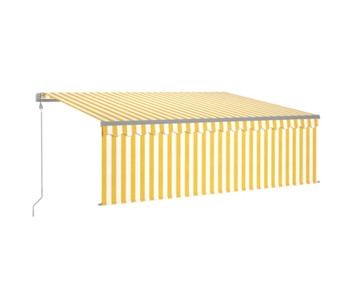 Toldo automático retráctil con persiana amarillo blanco 4x3 m