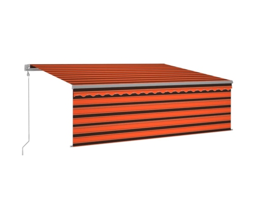 Toldo automático retráctil con persiana 4x3 m naranja y marrón