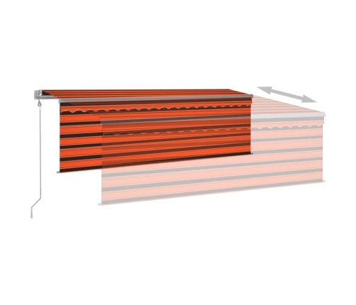 Toldo automático retráctil con persiana 4x3 m naranja y marrón