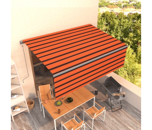 Toldo automático retráctil con persiana 4x3 m naranja y marrón