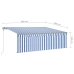 Toldo automático persiana LED sensor de viento azul blanco 4x3m