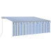 Toldo retráctil manual con persiana azul y blanco 4,5x3 m