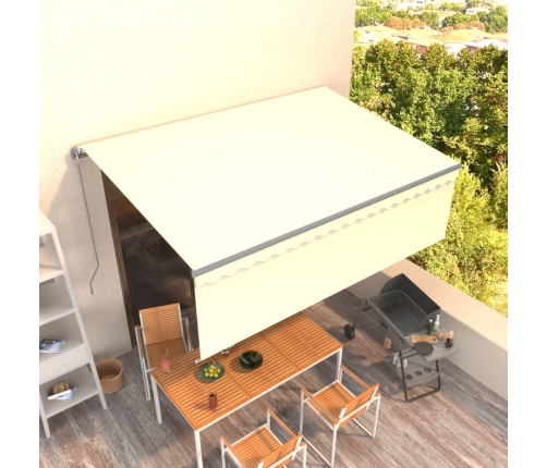 Toldo retráctil manual con persiana crema 4,5x3 m