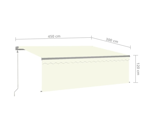 Toldo automático persiana LED sensor de viento crema 4,5x3 m