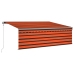 Toldo automático persiana LED ysensor de viento naranja 4,5x3m