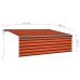 Toldo automático persiana LED ysensor de viento naranja 4,5x3m