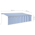 Toldo retráctil manual con persiana azul y blanco 5x3 m