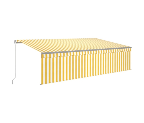 Toldo retráctil manual con persiana amarillo y blanco 5x3 m