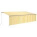 Toldo retráctil manual con persiana amarillo y blanco 5x3 m