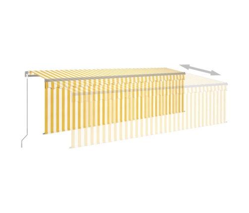 Toldo retráctil manual con persiana amarillo y blanco 5x3 m