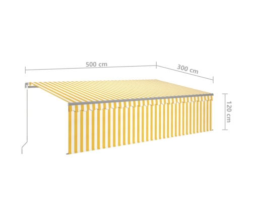 Toldo retráctil manual con persiana amarillo y blanco 5x3 m