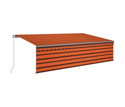 Toldo retráctil manual con persiana naranja y marrón 5x3 m