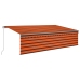 Toldo retráctil manual con persiana naranja y marrón 5x3 m