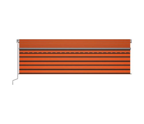 Toldo retráctil manual con persiana naranja y marrón 5x3 m