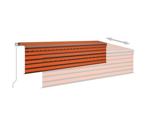 Toldo retráctil manual con persiana naranja y marrón 5x3 m