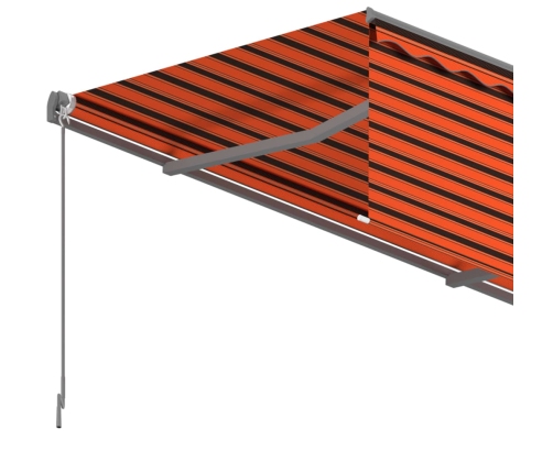 Toldo retráctil manual con persiana naranja y marrón 5x3 m