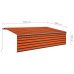 Toldo retráctil manual con persiana naranja y marrón 5x3 m