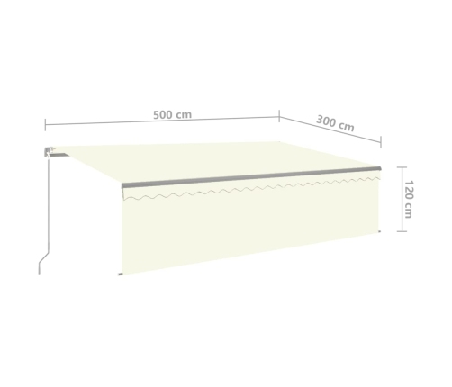 Toldo retráctil manual con persiana y LED crema 5x3 m