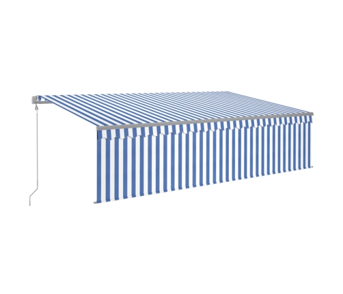 Toldo retráctil automático con persiana azul y blanco 5x3 m