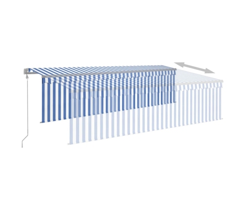 Toldo retráctil automático con persiana azul y blanco 5x3 m