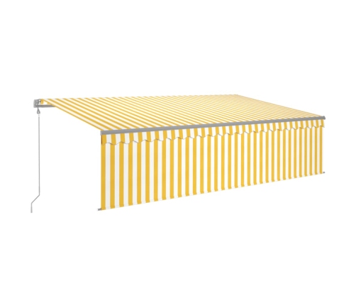 Toldo automático retráctil con persiana 5x3 m amarillo y blanco