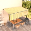 Toldo automático retráctil con persiana 5x3 m amarillo y blanco