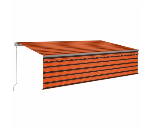 Toldo retráctil automático con persiana naranja y marrón 5x3 m