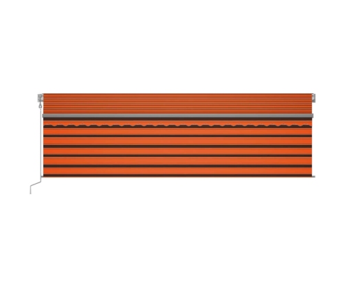 Toldo retráctil automático con persiana naranja y marrón 5x3 m