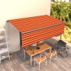 Toldo retráctil automático con persiana naranja y marrón 5x3 m