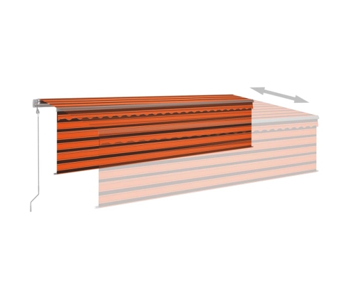 Toldo automático persiana LED sensor viento naranja marrón 5x3m