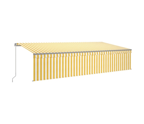 Toldo retráctil manual con persiana amarillo y blanco 6x3 m