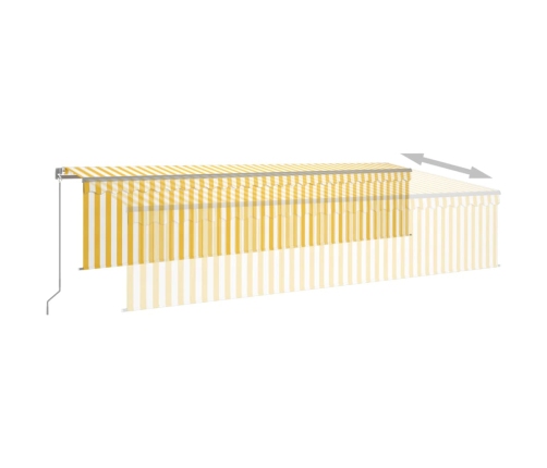 Toldo retráctil manual con persiana amarillo y blanco 6x3 m